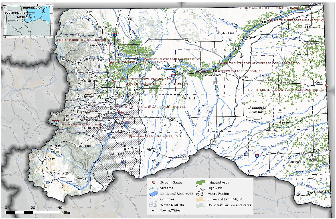 Figure 14. Map of South Platte Basin Roundtable. Image courtesy of Colorado Department of Natural Resources’ South Platte Implementation Plan