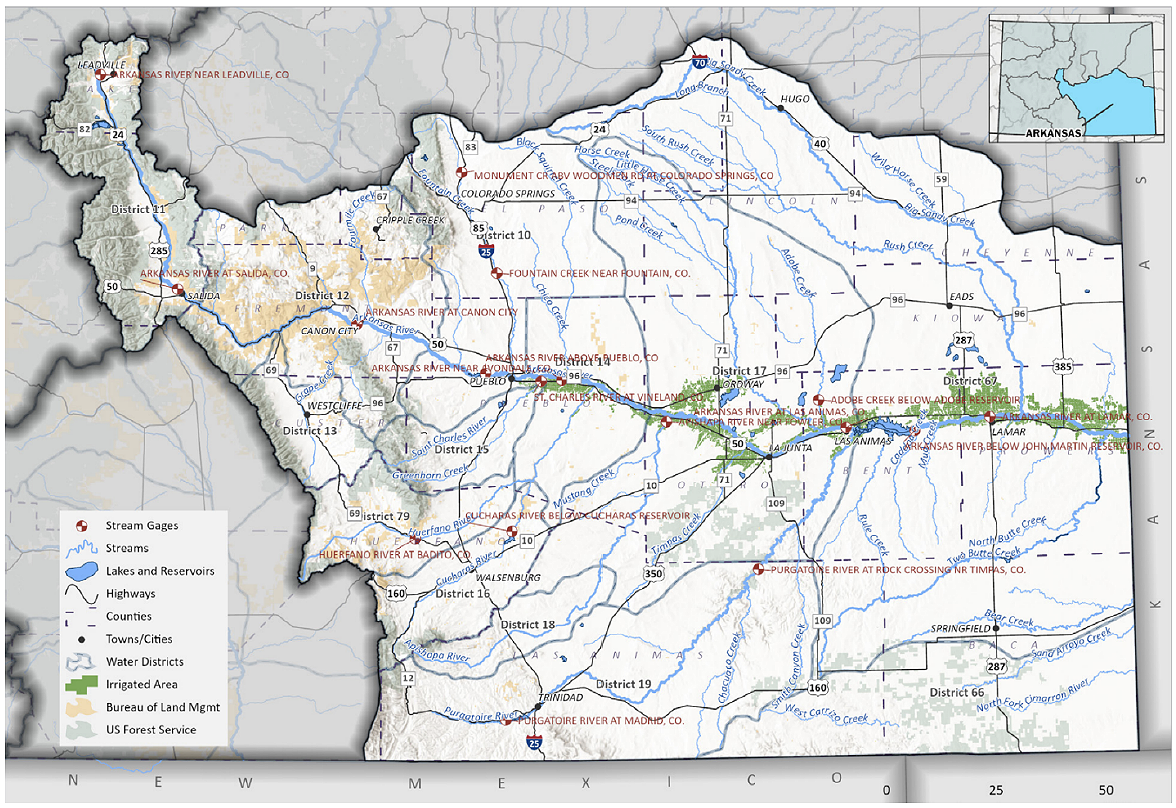 Figure 15. Map of the Arkansas Basin Roundtable. Image courtesy of Colorado Department of Natural Resources’ Arkansas Basin Implementation Plan