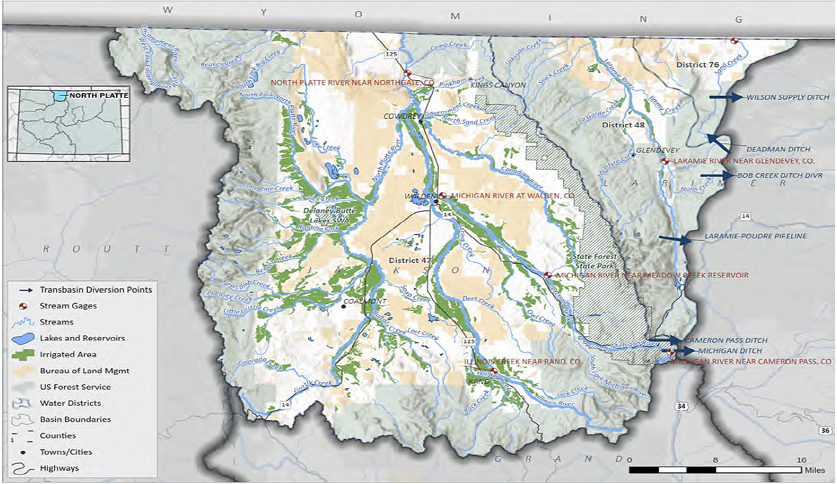 Figure 20. Map of the North Platte Basin. Graphic courtesy of the Colorado Department of Natural Resource’s North Platte Basin Implementation Plan.