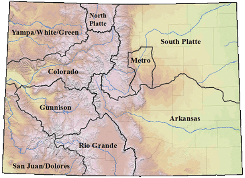 Figure 3. Basin roundtables in Colorado. Map courtesy of cwcb.colorado.org